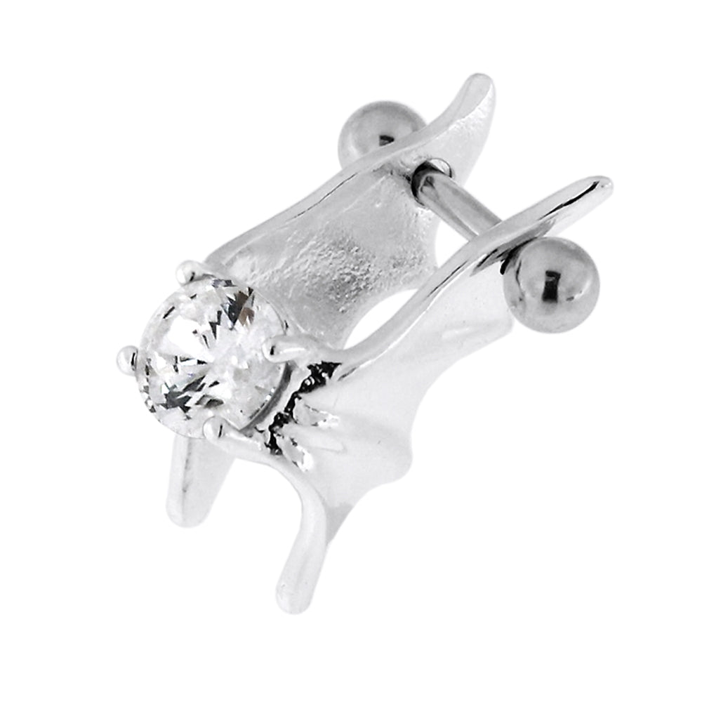 925 Sterling Silver Jeweled Bat Wings Cartilage Tragus Piercing Purple