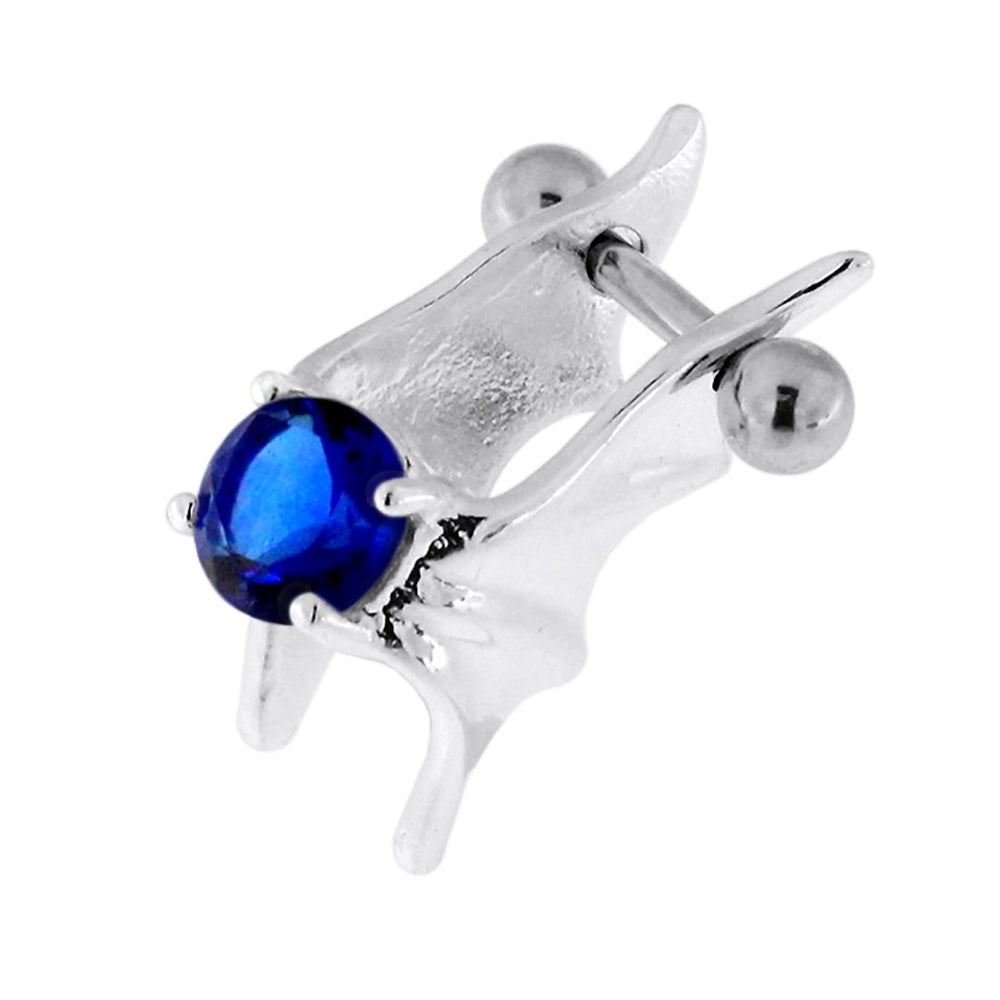 925 Sterling Silver Jeweled Bat Wings Cartilage Tragus Piercing Purple