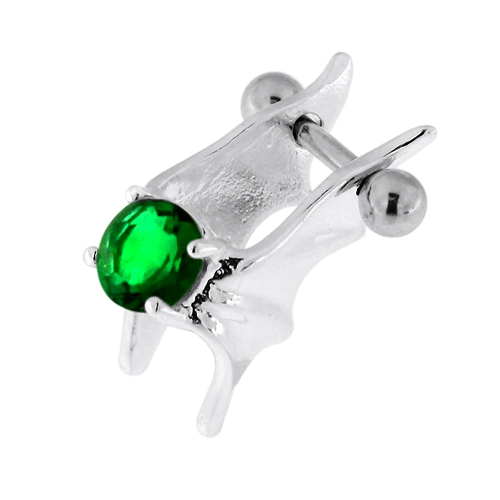 925 Sterling Silver Jeweled Bat Wings Cartilage Tragus Piercing Clear