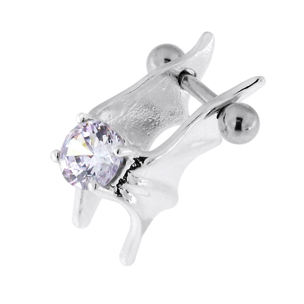 925 Sterling Silver Jeweled Bat Wings Cartilage Tragus Piercing Purple