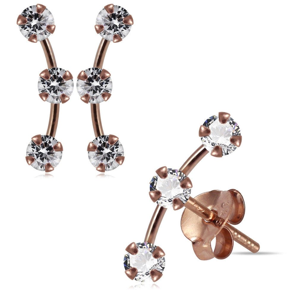 925 Sterling Silver Round Jeweled Dipper Fashion Ear Stud