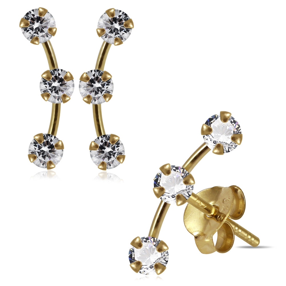 925 Sterling Silver Round Jeweled Dipper Fashion Ear Stud