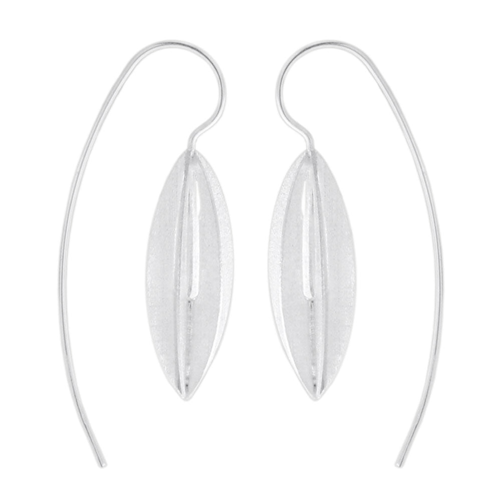 925 Sterling Silver Fancy Fish Hook Matte Finish Ear Ring