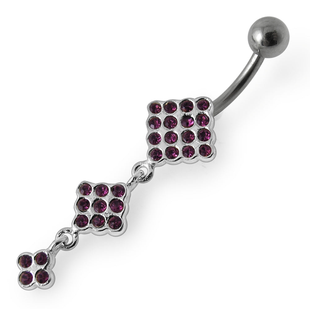 Triple Diamond Dangling Belly Ring