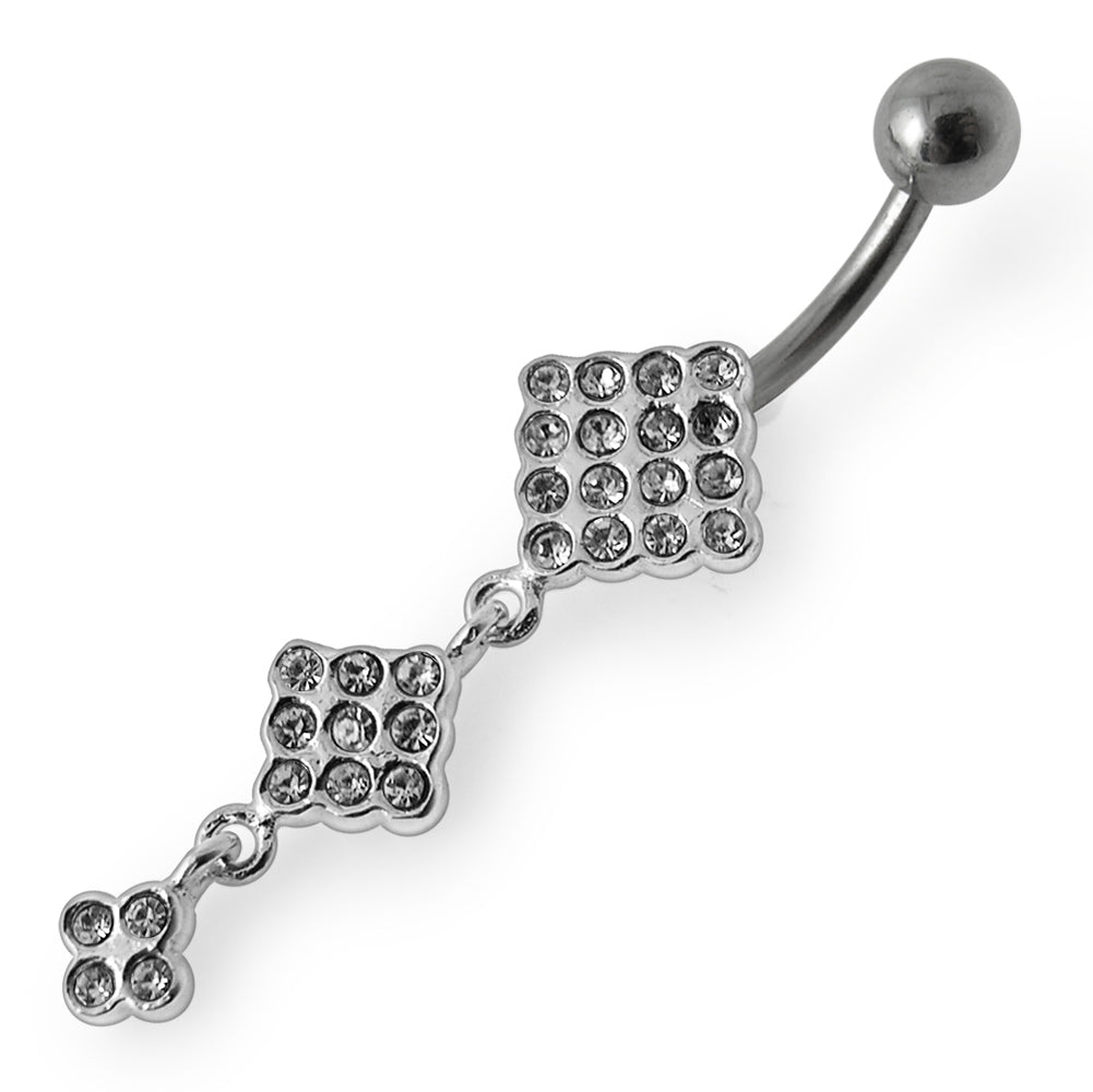 Triple Diamond Dangling Belly Ring
