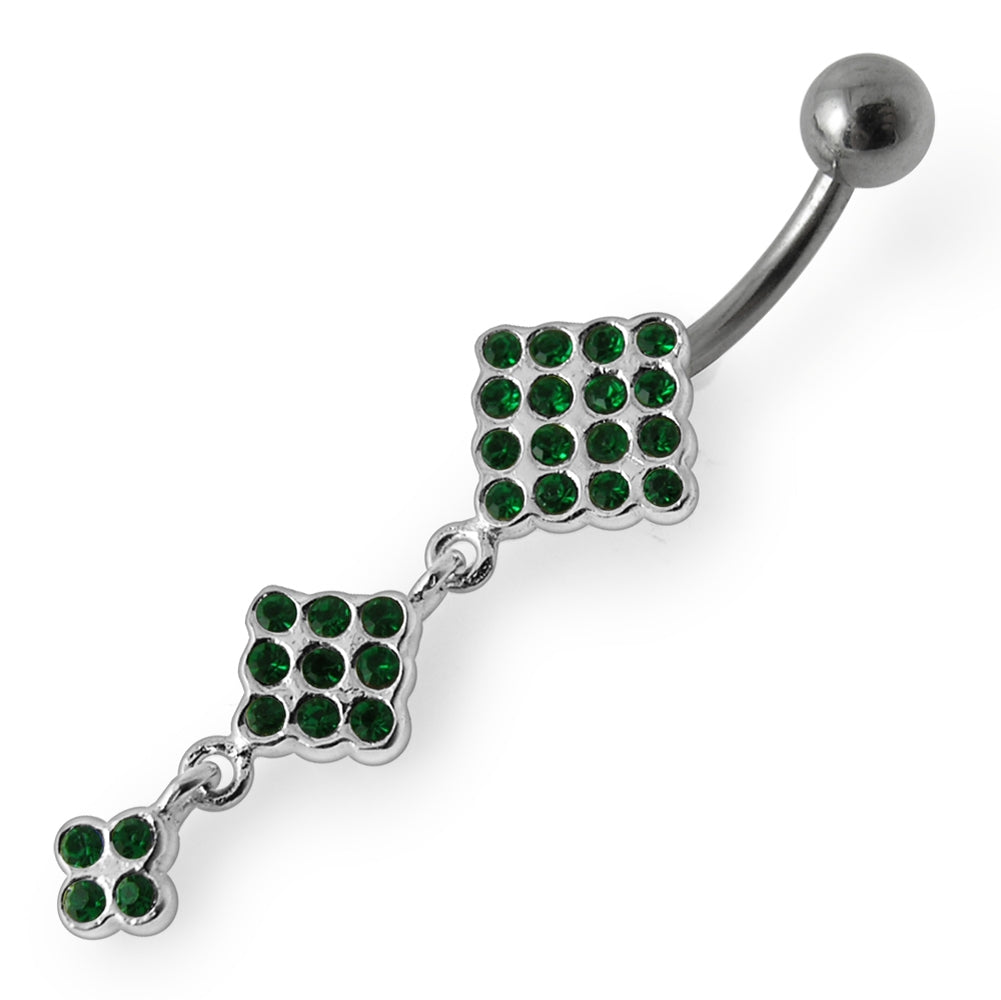 Triple Diamond Dangling Belly Ring