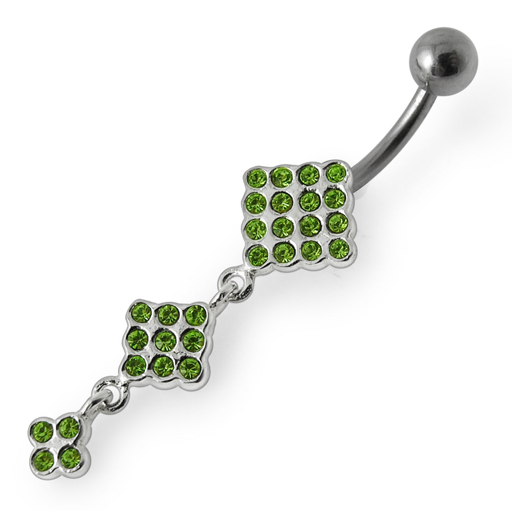 Triple Diamond Dangling Belly Ring