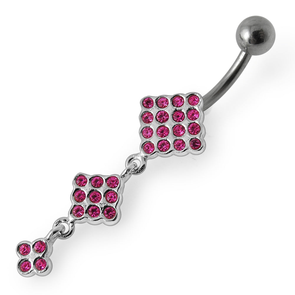 Triple Diamond Dangling Belly Ring