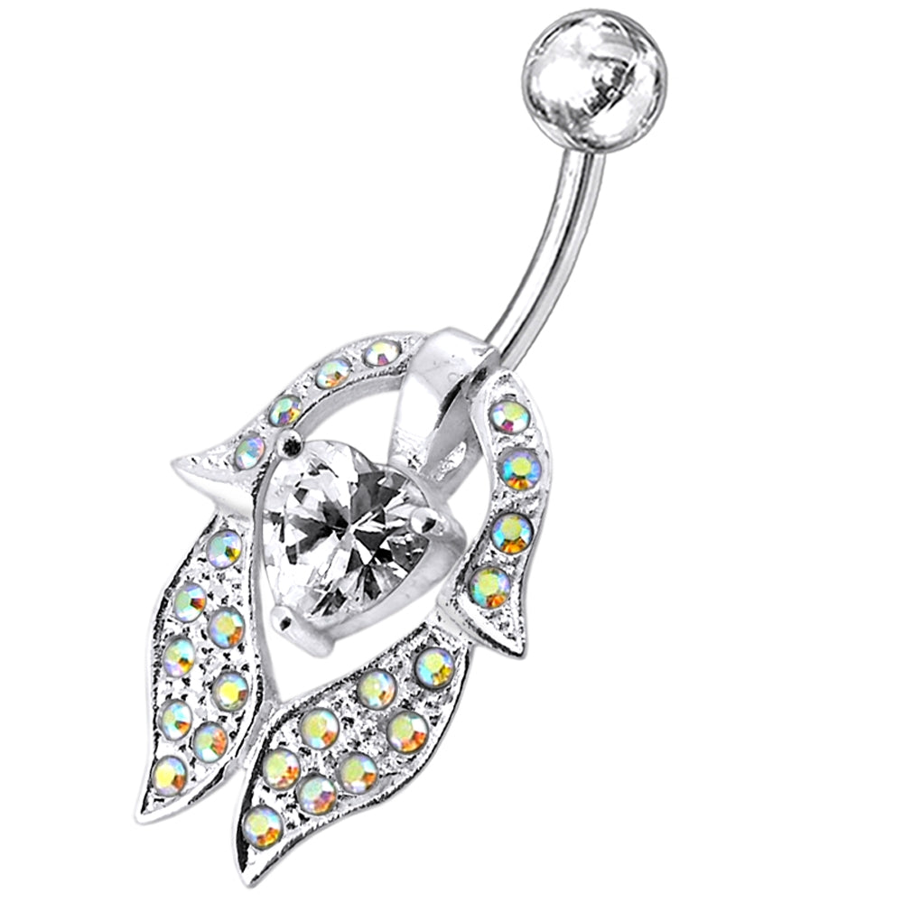 Heart Shaped Flower Petal Belly Ring