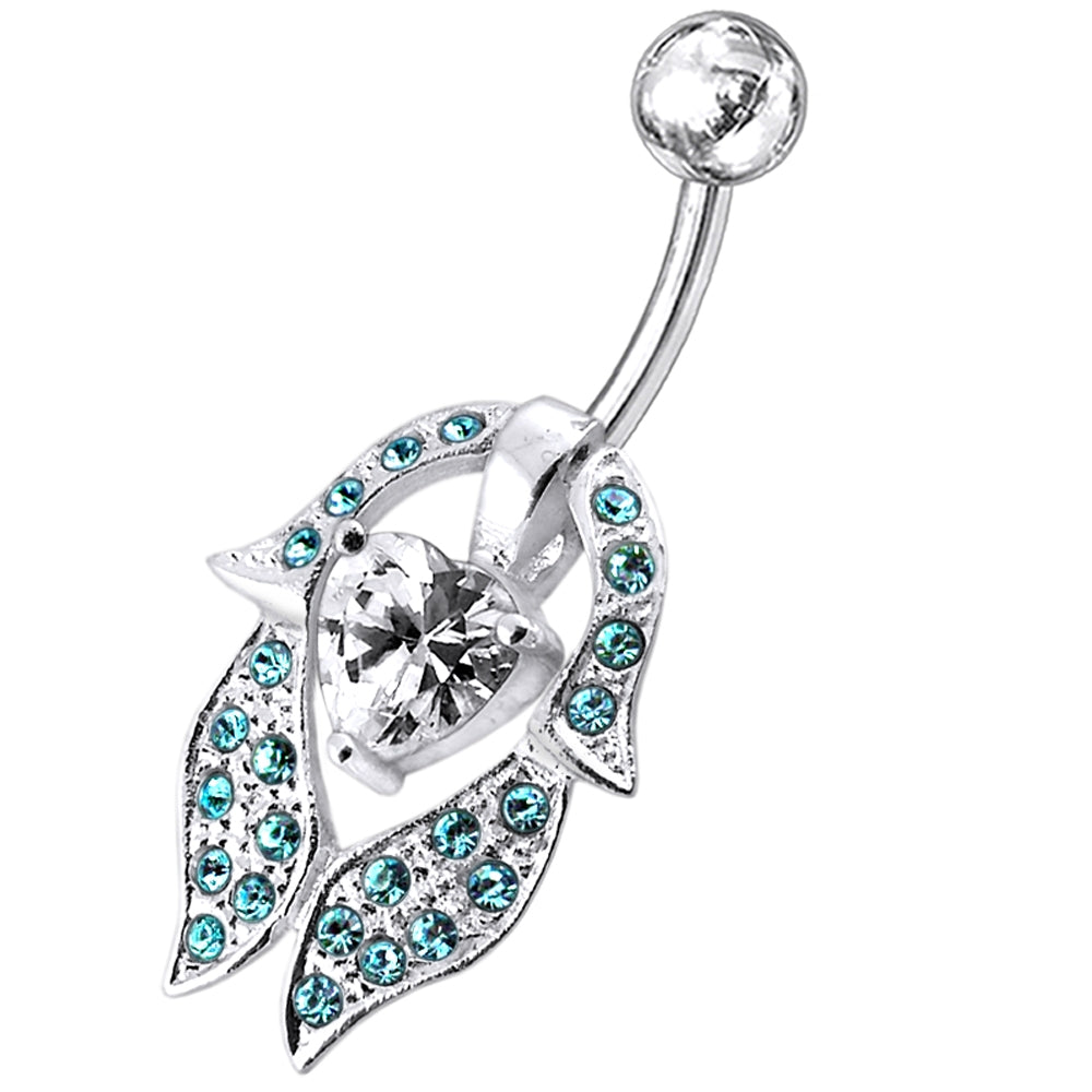 Heart Shaped Flower Petal Belly Ring