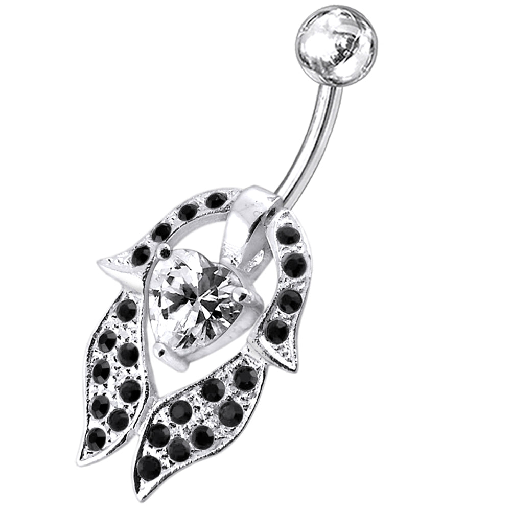 Heart Shaped Flower Petal Belly Ring
