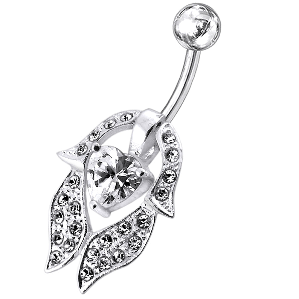 Heart Shaped Flower Petal Belly Ring