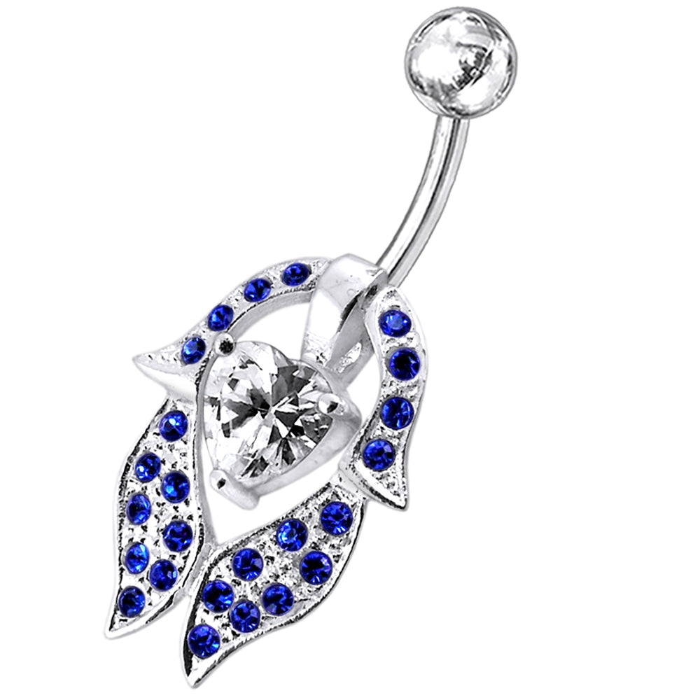 Heart Shaped Flower Petal Belly Ring