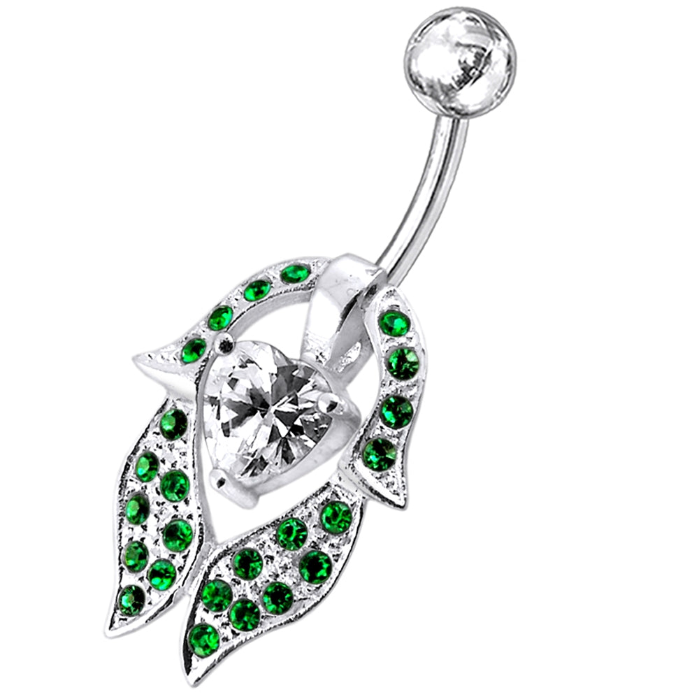 Heart Shaped Flower Petal Belly Ring