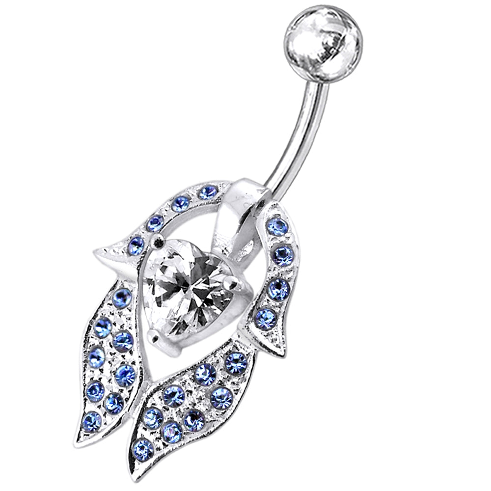 Heart Shaped Flower Petal Belly Ring