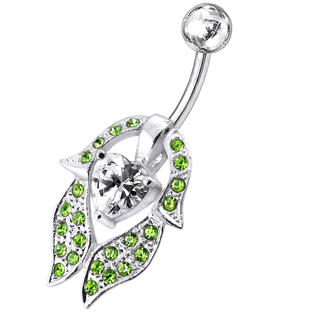 Heart Shaped Flower Petal Belly Ring