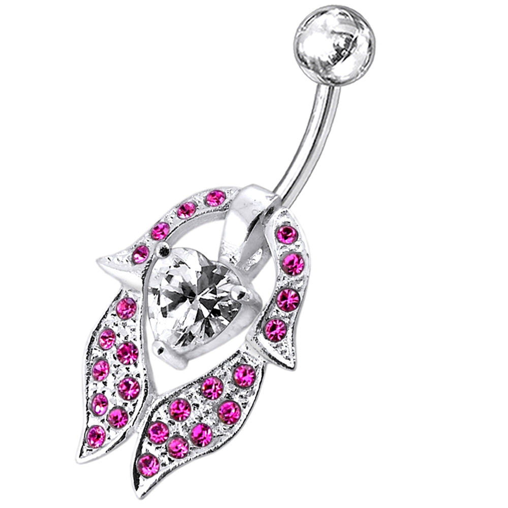 Heart Shaped Flower Petal Belly Ring