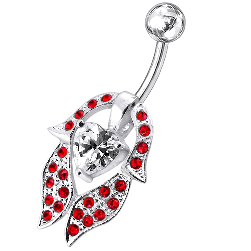 Heart Shaped Flower Petal Belly Ring