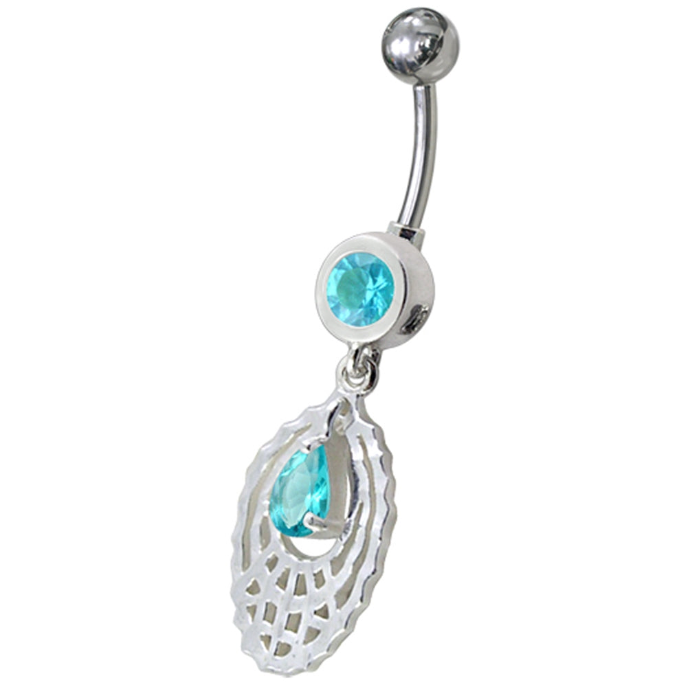 Navel Ring Oval Shaped Purple Color Adventurine Dangles Banana Bar Navel Ring