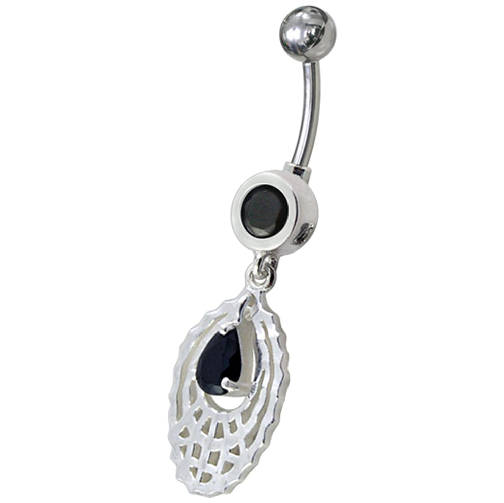 Navel Ring Oval Shaped Purple Color Adventurine Dangles Banana Bar Navel Ring