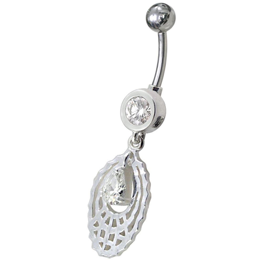 Navel Ring Oval Shaped Purple Color Adventurine Dangles Banana Bar Navel Ring
