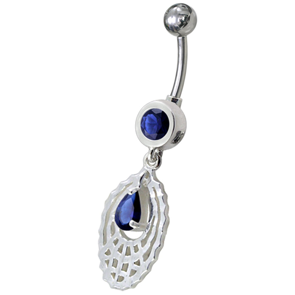 Navel Ring Oval Shaped Purple Color Adventurine Dangles Banana Bar Navel Ring