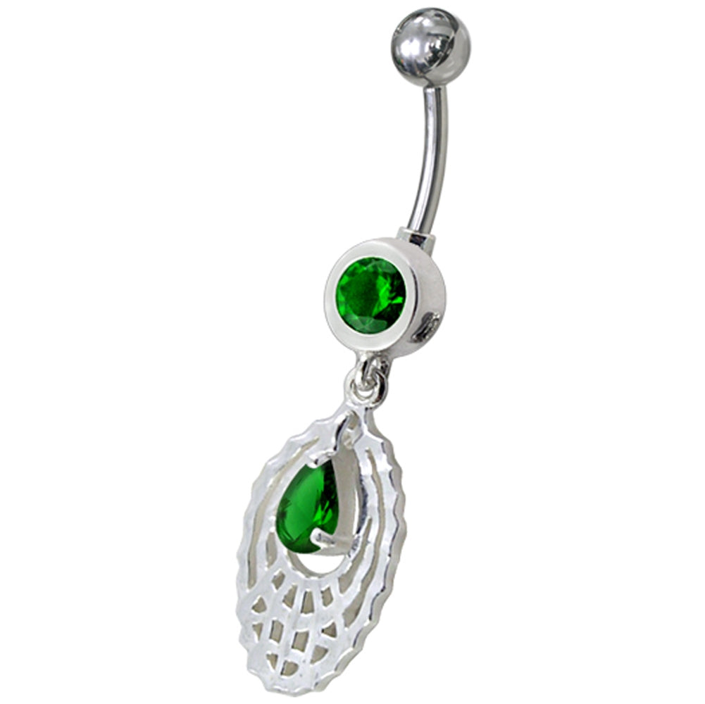 Navel Ring Oval Shaped Purple Color Adventurine Dangles Banana Bar Navel Ring
