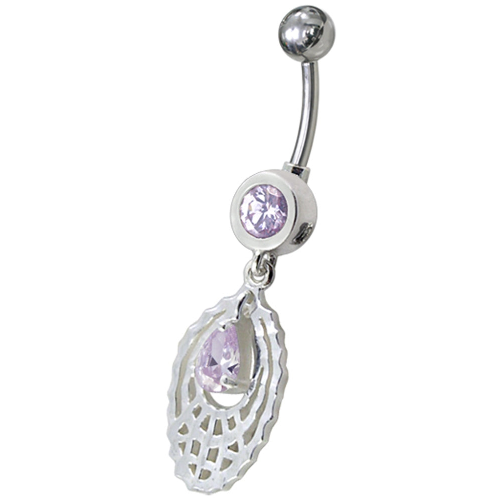Navel Ring Oval Shaped Purple Color Adventurine Dangles Banana Bar Navel Ring