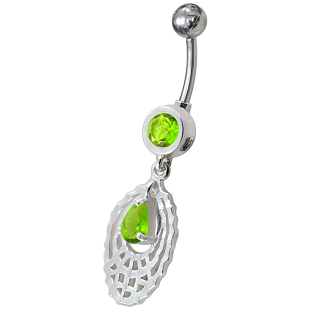 Navel Ring Oval Shaped Purple Color Adventurine Dangles Banana Bar Navel Ring