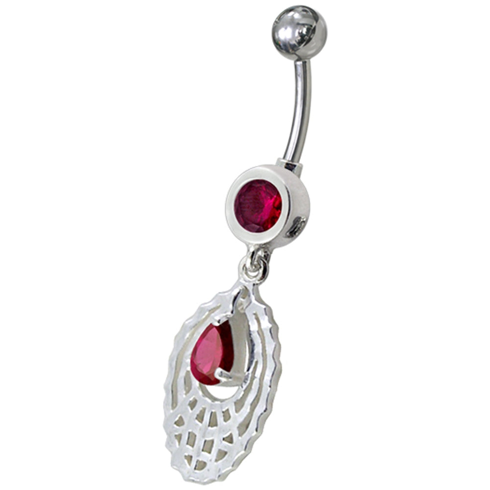 Navel Ring Oval Shaped Purple Color Adventurine Dangles Banana Bar Navel Ring
