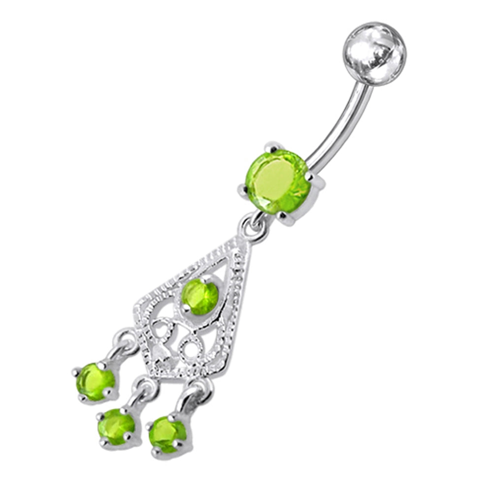 Fancy Jeweled Chandelier Dangling Belly Ring