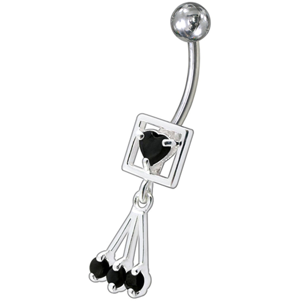 Fancy Pink Single Stone Centered In Box Jeweled Dangling Belly Ring