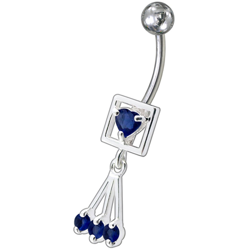 Fancy Pink Single Stone Centered In Box Jeweled Dangling Belly Ring