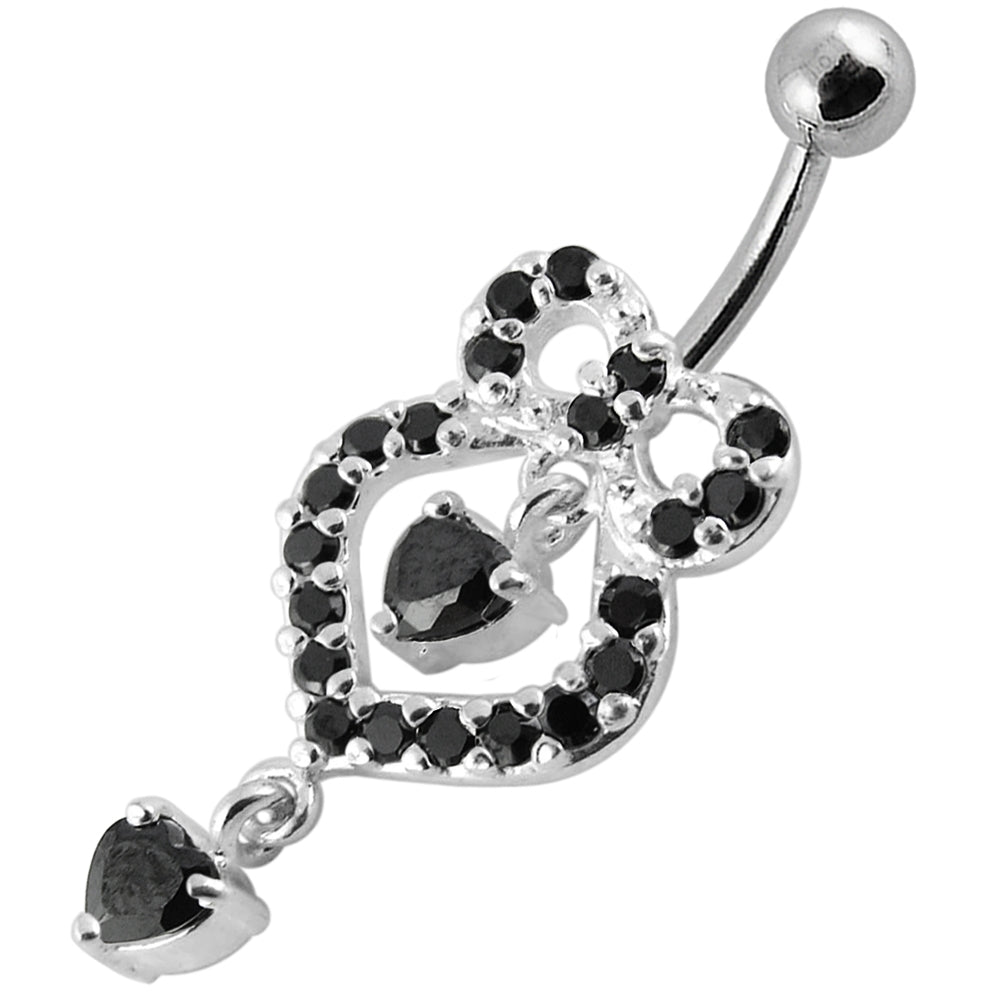 Fancy Pink Stone Pear shape Jeweled Dangling Navel Body Jewelry Ring