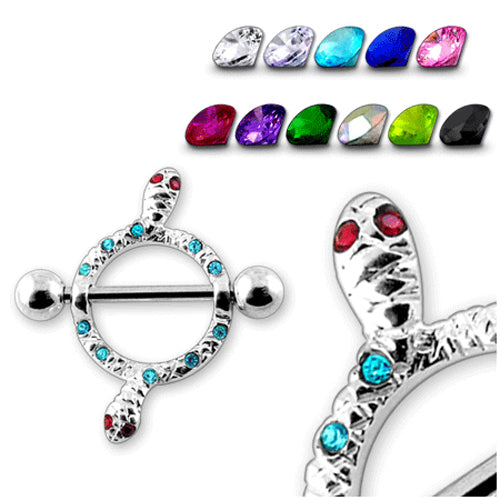 11mm Diameter Jeweled Double Snake Nipple Shield