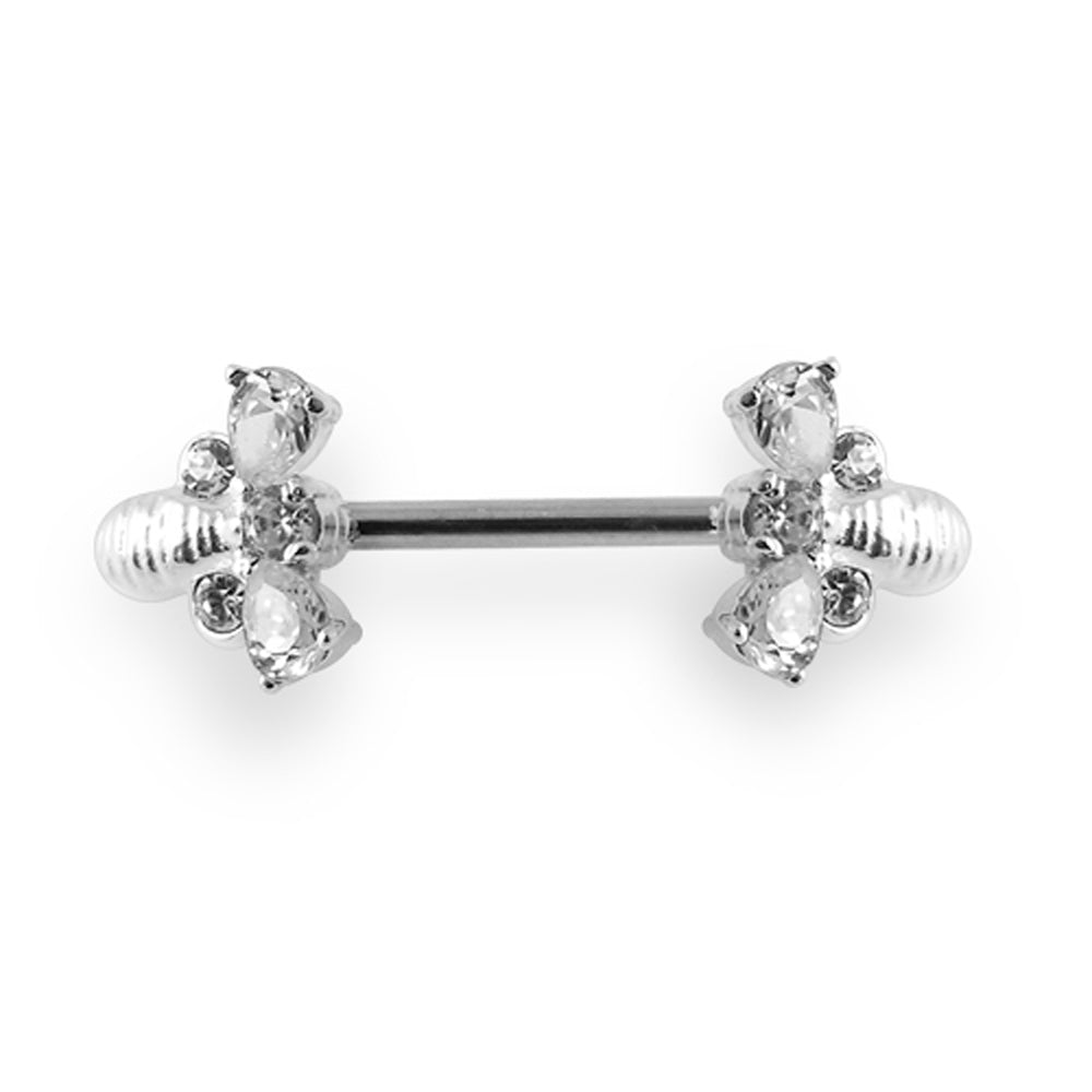 Jeweled Bee Silver Nipple Bar