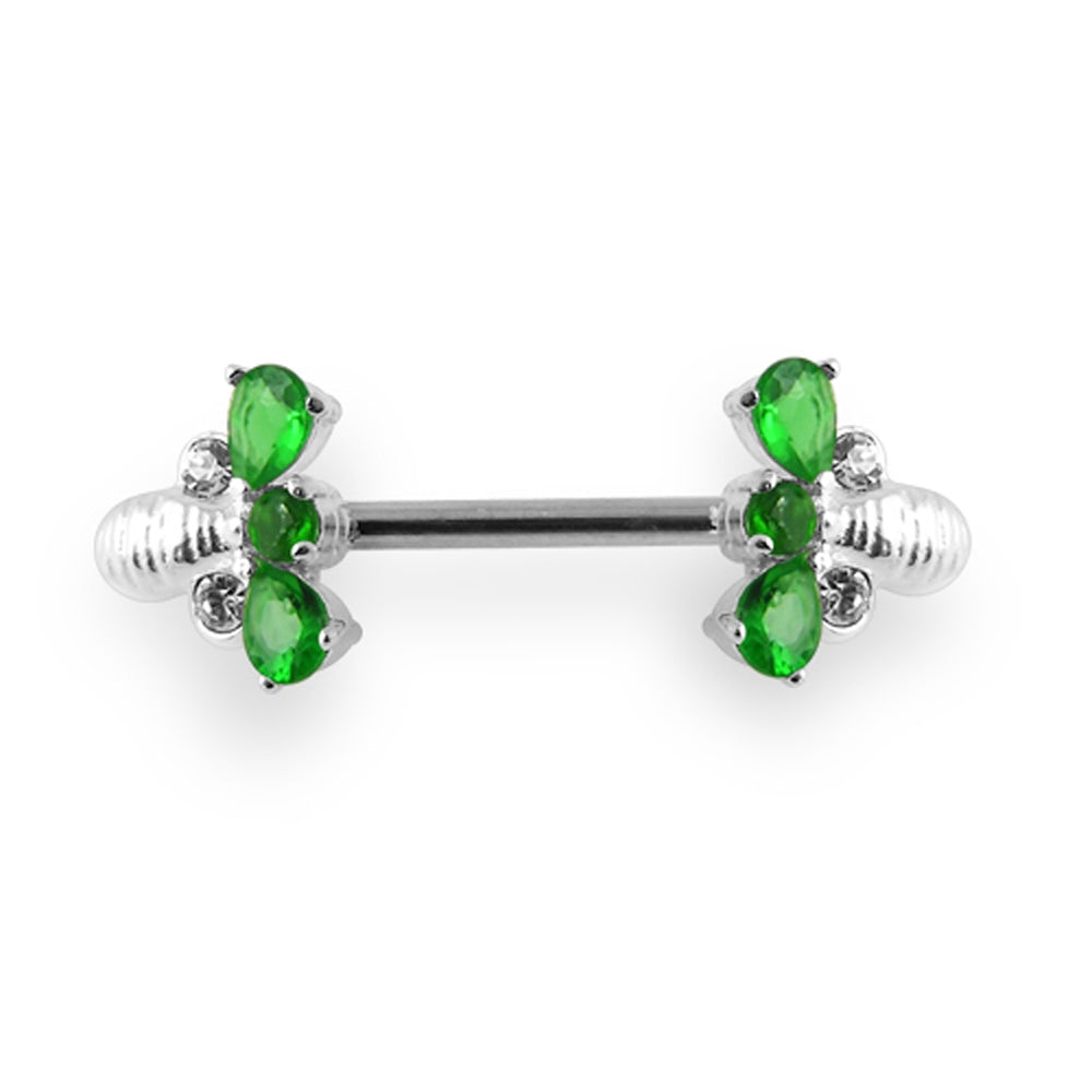Jeweled Bee Silver Nipple Bar