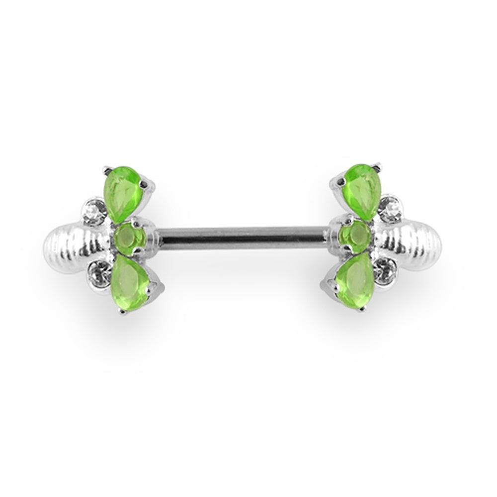 Jeweled Bee Silver Nipple Bar