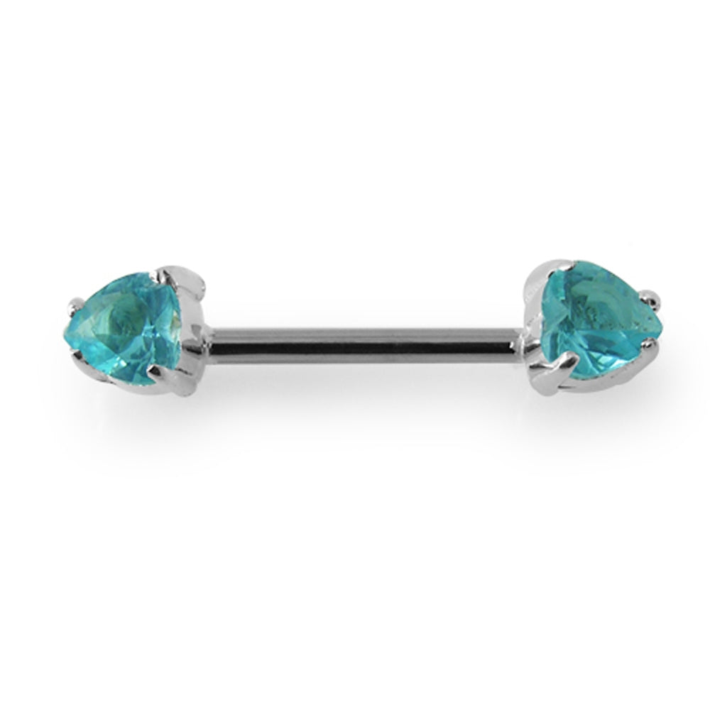 Jeweled Heart Silver Nipple Bar