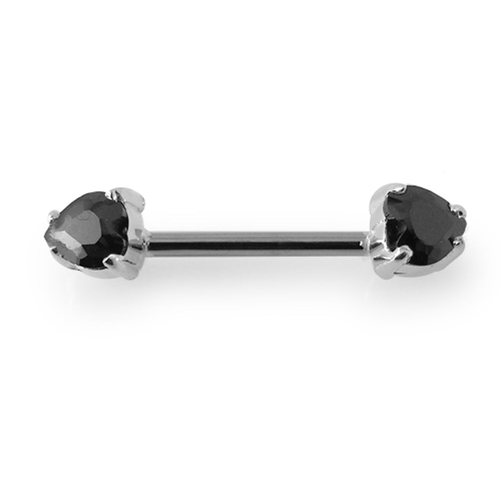 Jeweled Heart Silver Nipple Bar