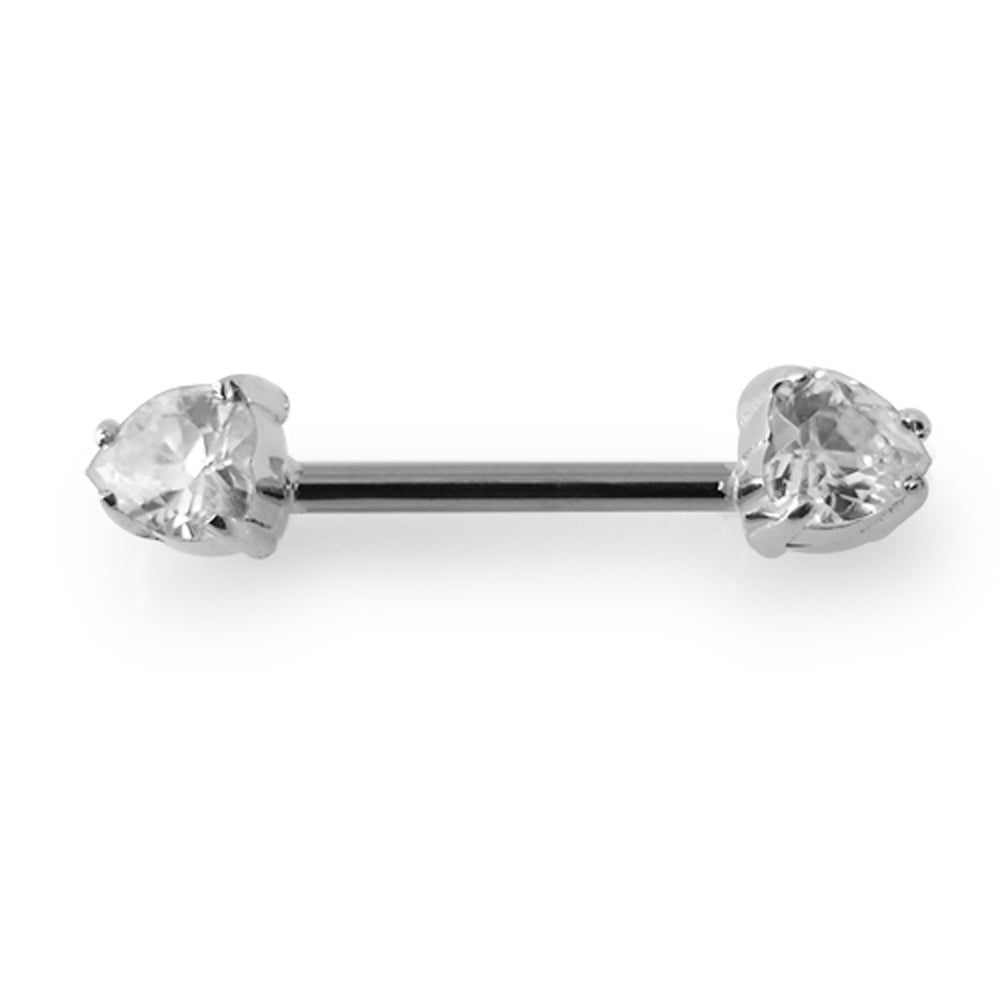 Jeweled Heart Silver Nipple Bar