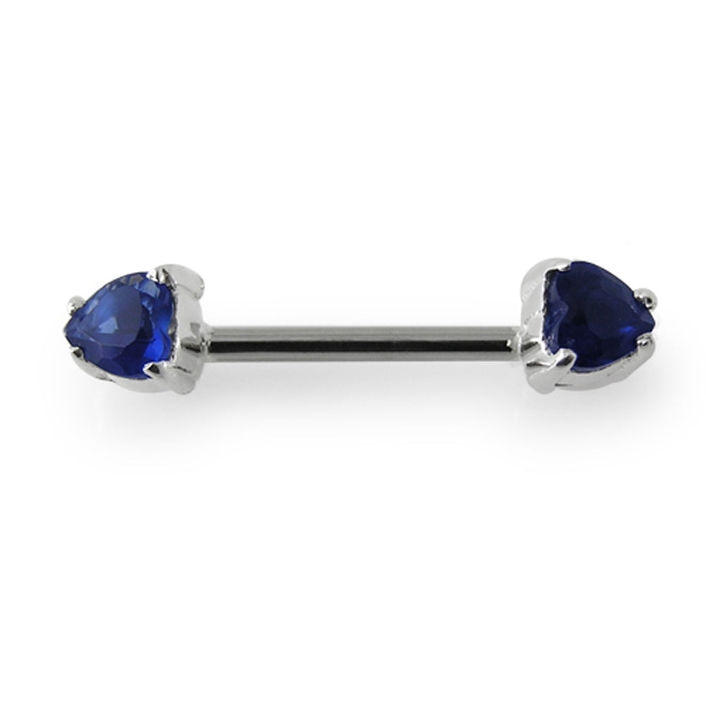 Jeweled Heart Silver Nipple Bar