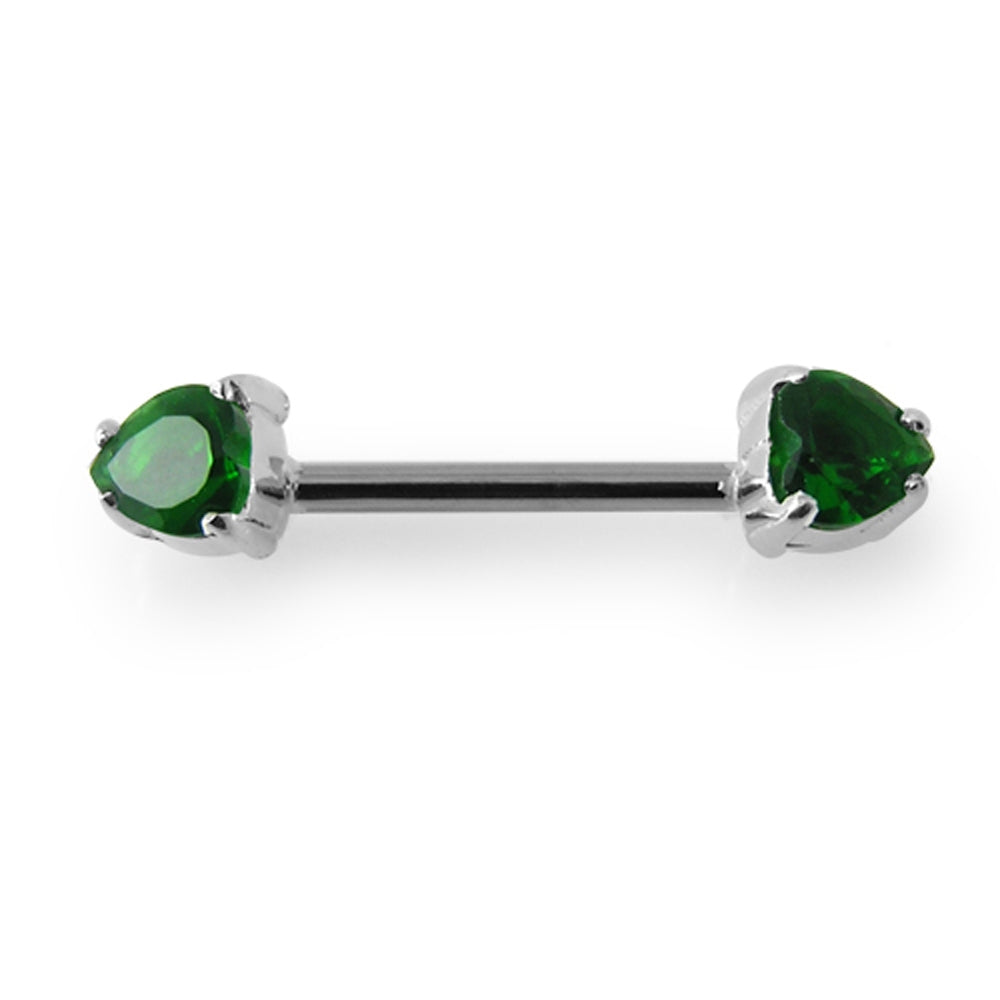 Jeweled Heart Silver Nipple Bar