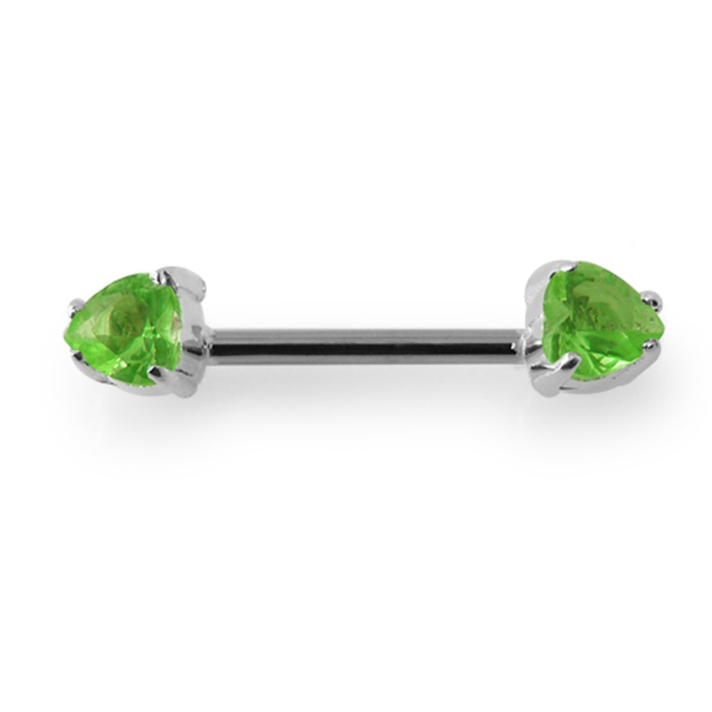 Jeweled Heart Silver Nipple Bar