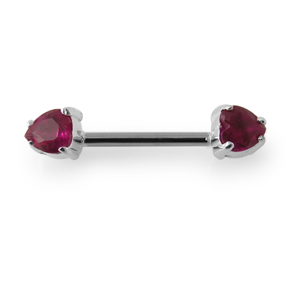 Jeweled Heart Silver Nipple Bar
