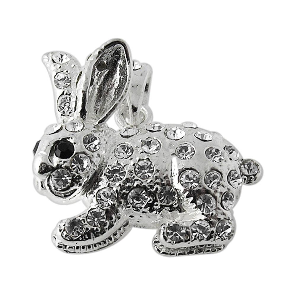 925 Sterling Silver Jeweled Rabbit Pendant