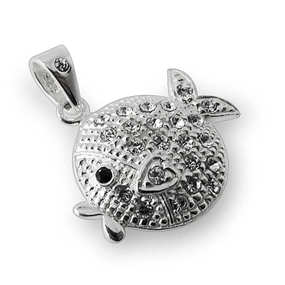 925 Sterling Silver Jeweled Fish Pendant