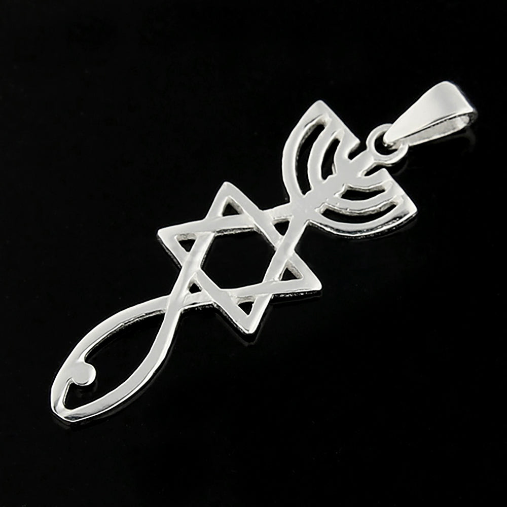 Astrology Design Cutout 925 Sterling Silver Jeweled Pendant