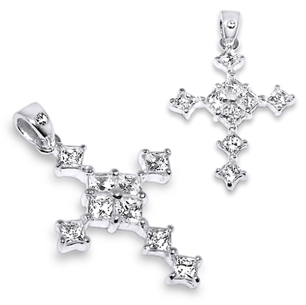 925 Sterling Silver Jeweled Cross Pendant PBPJ088