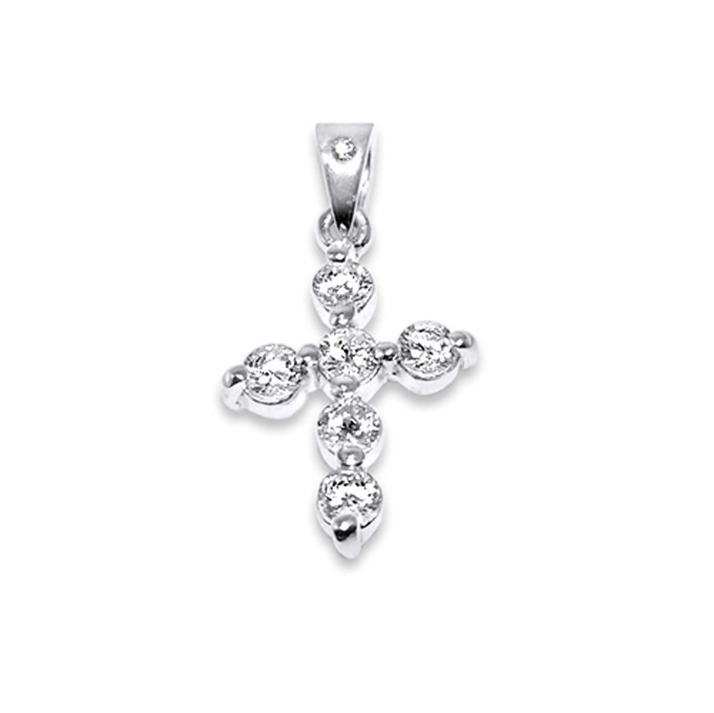 Sterling Silver Jeweled Methodist Cross Pendant Cubic Zirconia Stones